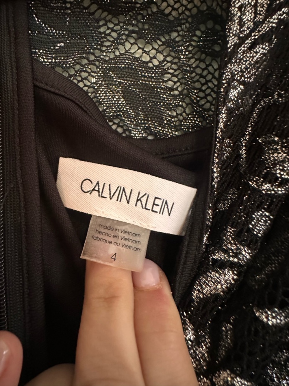 Calvin Klein Black Dress with Lace Midi - Picture 2 of 3